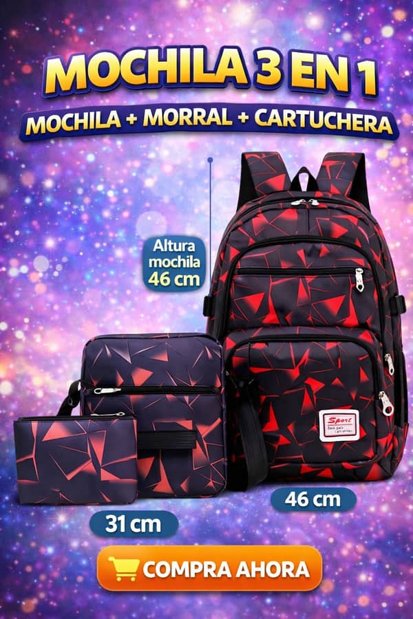 Mochila 3 en 1 Mochila +Morral + Cartuchera